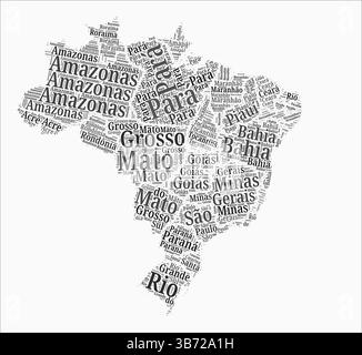 États de style de texte Brésil. Pays région nomme les nuages de mots en portugais. Illustration vectorielle élégante. Illustration de Vecteur