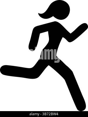 Silhouette simple et noire d'une femme en cours d'exécution, adaptée pour représenter l'activité, le fitness ou un mode de vie sain Illustration de Vecteur