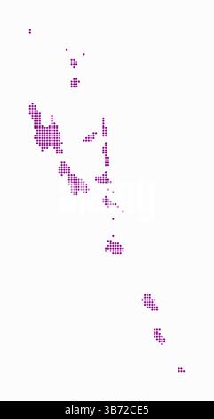 Carte en pointillés de Vanuatu. Carte de style numérique du pays sur fond blanc. Forme Vanuatu avec des points circulaires. Style de points colorés. Cercles de petite taille. Illustration de Vecteur