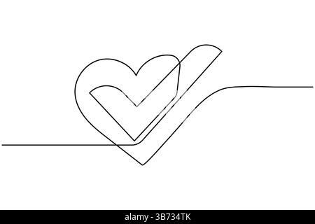 Icône de coche dessin continu d'une ligne et style minimaliste isolent le vecteur de contour Illustration de Vecteur