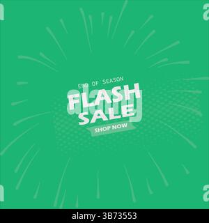 Offre spéciale vente flash méga offre en thème de couleur blanche sur fond vert. Solde de fin de saison. Bouton acheter maintenant. Idéal pour les médias sociaux. Illustration de Vecteur