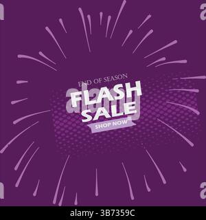 Offre spéciale vente Flash Mega offre isolé sur fond violet. Offre de fin de saison. Bouton acheter maintenant. Meilleur design pour les médias sociaux. Illustration de Vecteur