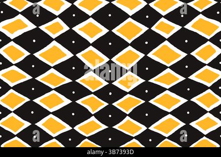 Fond de diamant géométrique avec des couleurs jaunes et noires. Texture de tuile rétro. Motif damier abstrait audacieux. Papier peint pop art moderne. Illustration de Vecteur