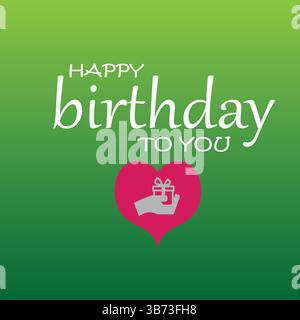 Joyeux anniversaire à vous texte avec coeur et boîte-cadeau dans l'élément de décoration de la main pour la conception de carte de voeux de célébration d'anniversaire. Fichier EPS modifiable. Illustration de Vecteur