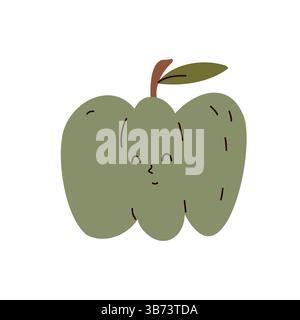 Pomme souriante verte. Illustration vectorielle Illustration de Vecteur