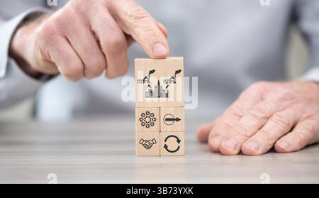 Wooden blocks with symbol of bpo concept Banque D'Images