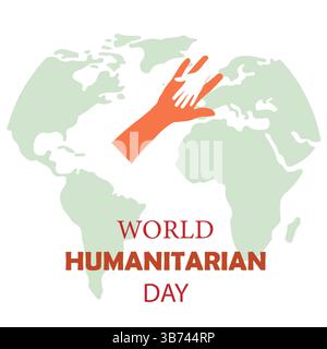 Concept créatif de la Journée mondiale de l'aide humanitaire – affiches, bannières, dessins de médias sociaux avec fond de carte du monde. Illustration vectorielle EPS modifiable. Illustration de Vecteur