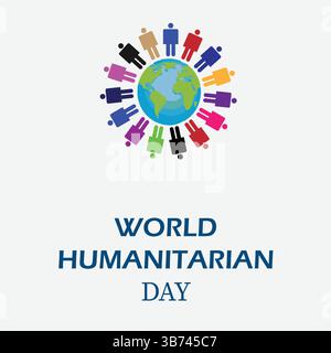 Journée mondiale de l'aide humanitaire concept créatif pour affiches, bannières, médias sociaux – fond gris illustration vectorielle EPS fichier modifiable. Illustration de Vecteur