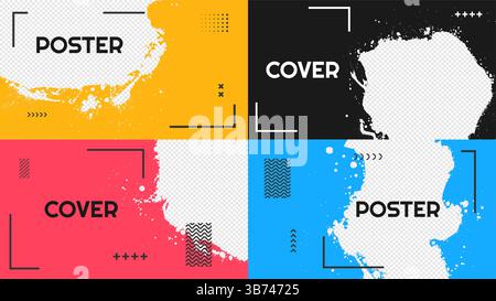 Illustration vectorielle. Masque d'écrêtage horizontal couleur abstraite. Conception de coups de pinceau à encre pour modèle Web, médias sociaux, couverture, site Web Illustration de Vecteur