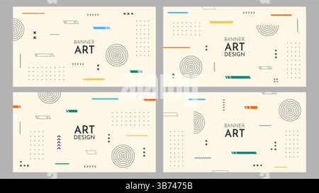 Illustration vectorielle. Ensemble de fond de couleur éclatante abstrait. Papiers peints lumineux frais avec des formes fluides et des points demi-teintes. Eléments de conception pour bannière Illustration de Vecteur