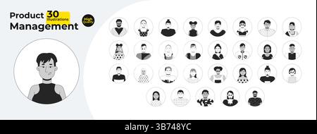 Divers avatars dans des cadres circulaires décrivent les illustrations Mega bundle Illustration de Vecteur