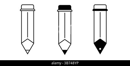 Icônes de crayon définies isolées sur fond blanc. Illustration vectorielle. Fichier EPS modifiable. Design plat style minimaliste. Illustration de Vecteur