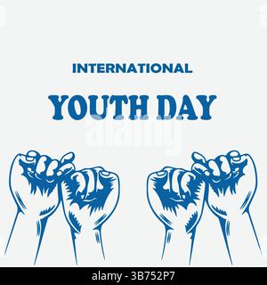 Célébration de la Journée internationale de la jeunesse, équipe amicale, carte d'amitié isolé sur fond blanc. Illustration vectorielle, bannière ou affiche. Illustration de Vecteur