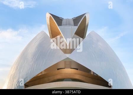 Conception sur le toit du Palau de les Arts Reina Sofia en Espagne. Couronne blanche futuriste de l'Opéra de Valence. Superbe plateau architectural blanc en SP Banque D'Images
