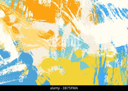 Fond de texture Summer Big Retro Brush Strokes. Superposition de gros traits de pinceau artistique. Dessinez à la main un tas de gros coups de pinceau audacieux en toile de fond pour Illustration de Vecteur