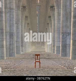 Président abandonnés sous le pont de l'autoroute au lever du soleil Banque D'Images