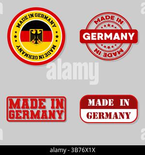 Série de 4 timbres avec drapeau fabriqué en Allemagne Illustration de Vecteur