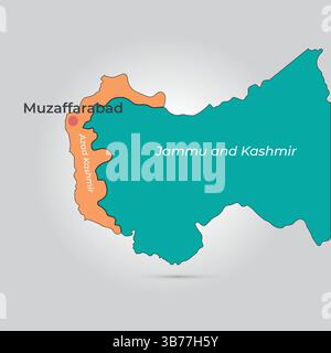 Carte Azad Cachemire et carte Jammu Cachemire avec différentes couleurs, Pakistan Illustration de Vecteur
