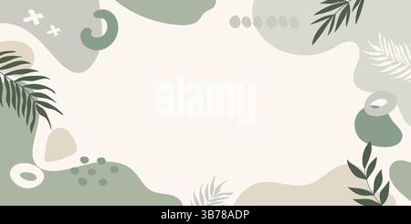 Fond vert clair de formes organiques. Bannière de formes fluides modernes minimales avec des formes fluides pour la publicité, les annonces, les présentations, les médias sociaux Illustration de Vecteur