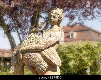 Sculpture de la déesse Junon avec paon, Palais de Ludwigsburg Banque D'Images