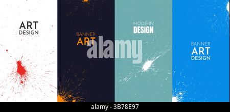 Illustration vectorielle. Ensemble créatif artistique de fond désordonné. Éclaboussures d'encre couleur. Éléments de conception pour flyers, dépliants, bons, coupons Illustration de Vecteur