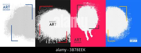 Illustration vectorielle. Ensemble de cadres colorés abstraits graffiti. Conception pour affiche, invitation, carte-cadeau, coupon, couverture de livre, superposition photographique, bannière web Illustration de Vecteur