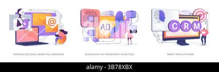 IA et Blockchain pour les illustrations vectorielles abstraites de concept marketing. Illustration de Vecteur