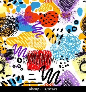 Motif sans couture de la ligne colorée amusante doodle. Fond d'art abstrait créatif. Illustration de Vecteur