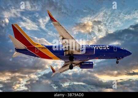 Avion commercial court-courrier Boeing 737-7H4 de Southwest Airlines Banque D'Images