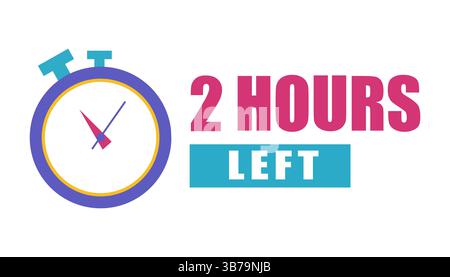 Icône de l'horloge du chronomètre. Compte à rebours de deux heures. Gras 2 heures restantes. Illustration de la minuterie vectorielle. Illustration de Vecteur