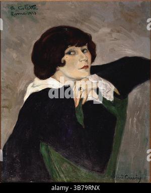 Portrait de Colette (1873-1954). Musée : COLLECTION PRIVÉE. Auteur : René Carrère. Banque D'Images
