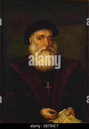 Portrait de Vasco da Gama, 1er comte de Vidigueira (v. 1469-1524). Musée : Museu Nacional de Arte Antiga, Lisbonne. Auteur : ANONYME. Banque D'Images