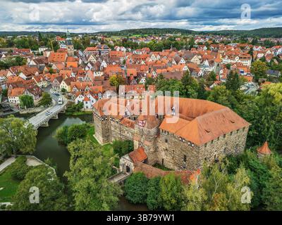 Vue de Wenzelschloss et Lauf an der Pegnitz, Lauf an der Pegnitz, Franconie, Bavière, Allemagne Banque D'Images