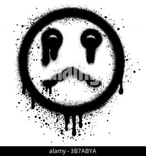 Emoji pleurant bruyamment dans un style graffiti avec de la peinture noire en aérosol. illustration vectorielle. Illustration de Vecteur