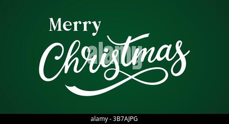 Script blanc 'Merry Christmas' texte sur un fond bleu foncé Illustration de Vecteur
