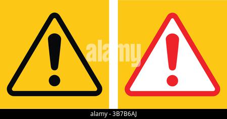 Panneau d'avertissement comportant un point d'exclamation gras, utilisé pour signaler un danger général, des instructions de sécurité ou des dangers potentiels dans les zones de travail. Illustration de Vecteur