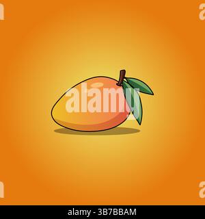 Vecteur de fruit de mangue isolé, Mango fruit Leaf Cartoon style icône illustration vectorielle. Illustration de Vecteur
