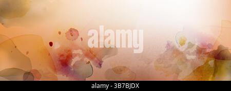 Fond de coups de pinceau aquarelle - taches de peinture humides colorées, éclaboussures artistiques fluides et mélange de couleurs pastel douces. Blobs orange pâle et beige, papier peint abstrait de peinture rêveuse bg. Illustration de Vecteur