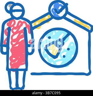 nettoyage de l'icône de la chambre des enfants illustration de doodle Illustration de Vecteur