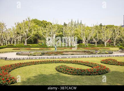 parterres de fleurs dans le parc fuxing à shanghai en chine Banque D'Images