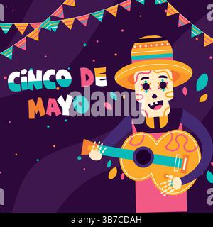 Flat Design Cinco de Mayo vacances médias sociaux Illustration de Vecteur