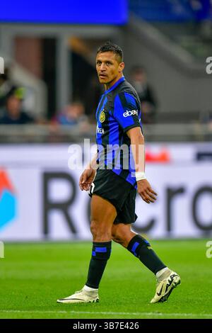 14 avril 2024, Milan, Null, Italie : Milan, Italie. 14 avril 2024. Alexis Sanchez (70) de l'Inter vu lors du match de Serie A entre l'Inter et Cagliari à Giuseppe Meazza à Milan. (Crédit image : © Gonzales photo/Gonzales photo via ZUMA Press) Banque D'Images