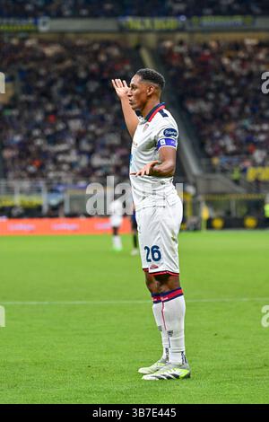 14 avril 2024, Milan, Null, Italie : Milan, Italie. 14 avril 2024. Yerry Mina (26) de Cagliari a vu lors du match de Serie A entre Inter et Cagliari à Giuseppe Meazza à Milan. (Crédit image : © Gonzales photo/Gonzales photo via ZUMA Press) Banque D'Images