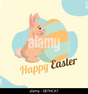 Lapin de Pâques embrasse un gros œuf. Illustration vectorielle Illustration de Vecteur
