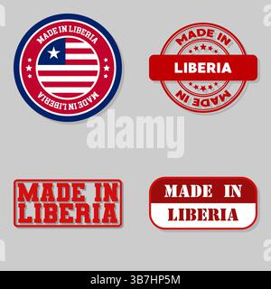 Série de 4 timbres avec drapeau fabriqué au Liberia Illustration de Vecteur