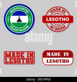 Série de 4 timbres avec drapeau fabriqué au Lesotho Illustration de Vecteur