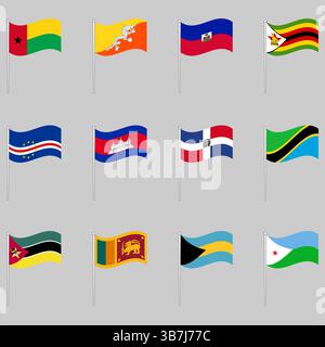 Grand ensemble de drapeaux du monde ilustrator Illustration de Vecteur