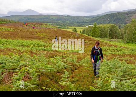 Randonneurs sur une colline au-dessus de Fort Augustus Banque D'Images