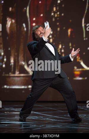 HOLLYWOOD, CA - 22 FÉVRIER : Jack Black sur scène lors de la 87e cérémonie annuelle des Oscars au Dolby Theatre le 22 février 2015 à Hollywood, Californie....personnes : Jack Black. (Crédit image : © SMG via ZUMA Press Wire) Banque D'Images
