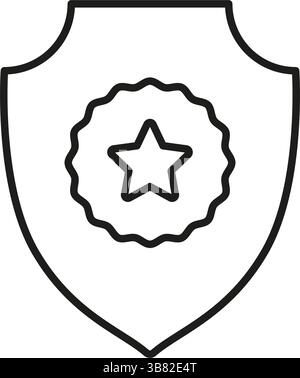 Bouclier avec icône Star Emblem Line. Symbole général de sécurité, de protection et d'assurance qualité. Garantie de sécurité et représentation de confiance. Modifiable Illustration de Vecteur